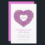 Informations sur les invités du mariage de coeur d<br><div class="desc">Fiche d'information du mariage du bouquet de coeur de Tulip. Joli dépliant d'information mariage idéal pour aider votre invité à comprendre comment atteindre votre destination mariage et voir l'horaire, l'information d'hébergement et les détails du hashtag sur les médias sociaux le jour de votre mariage. Personnalisez avec vos propres détails. Jolies...</div>