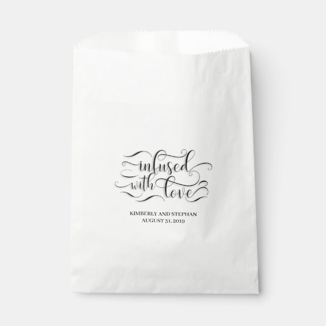 Infusé Avec Amour Mariage Faveur Sacs (Devant)