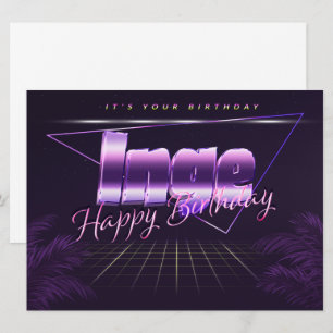 Inge prénom nom carte rétro lilas anniversaire