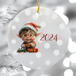Ingénierie Bébé Noël Elf Ornement en céramique
