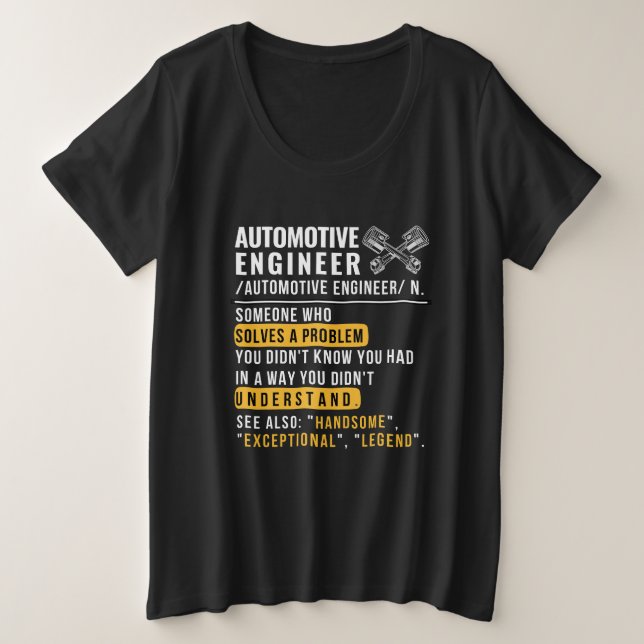 Ingénieur automobile Définition Drôle T-shirt (Design devant)
