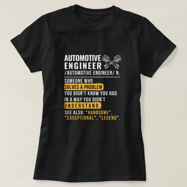 Ingénieur automobile Définition Drôle T-shirt (Design devant)