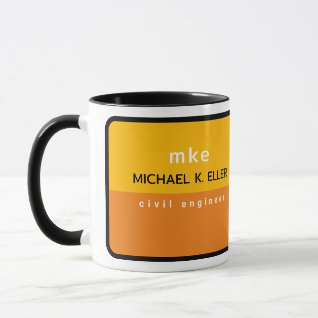 Ingénieur de profession Mug de café jaune avec nom (Gauche)