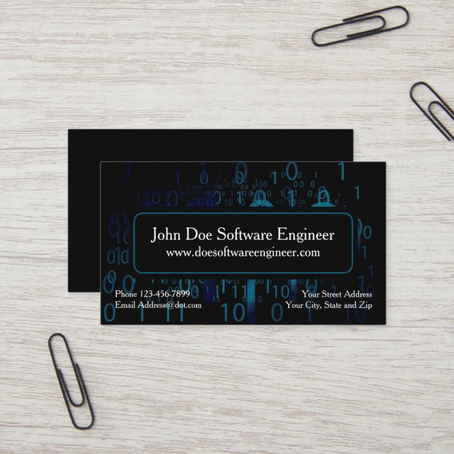Ingénieur logiciel Carte de visite de sécurité inf (Devant/Arrière en situation)