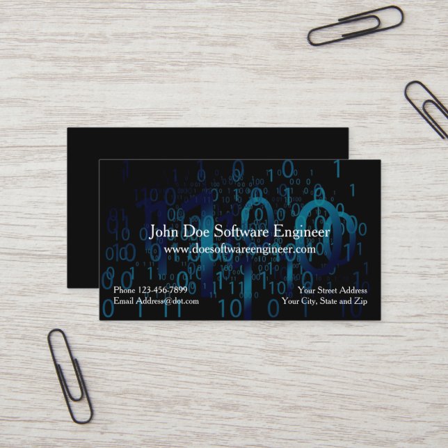 Ingénieur logiciel Carte de visite de sécurité inf (Devant/Arrière en situation)
