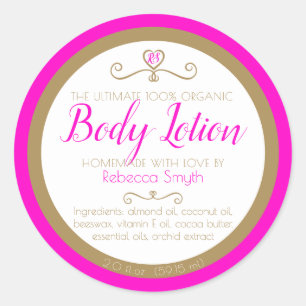 Ingrédients de lotion corporelle maison étiquette 
