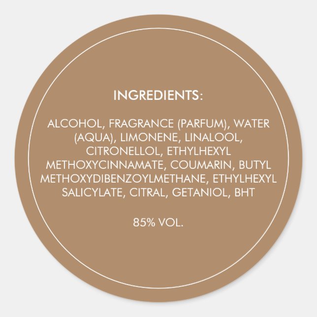 Ingrédients Étiquette de produit (Devant)