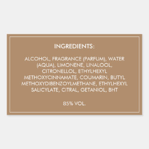 Ingrédients Étiquette de produit