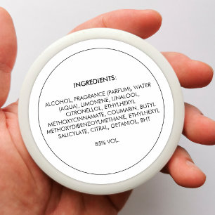 Ingrédients Étiquette de produit Sticker blanc