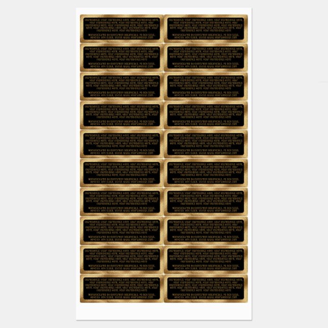 ingrédients imperméables rectangle étiquette or no (Feuille)