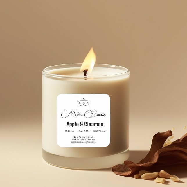 Ingrédients noir et blanc Étiquette de bougie (Créateur téléchargé)