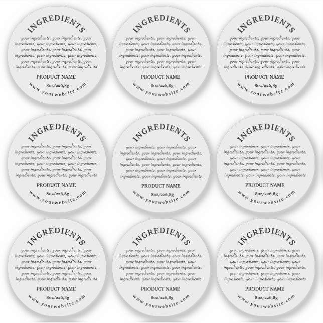 Ingrédients Produit Vinyl Transparent Étiquette (Devant)