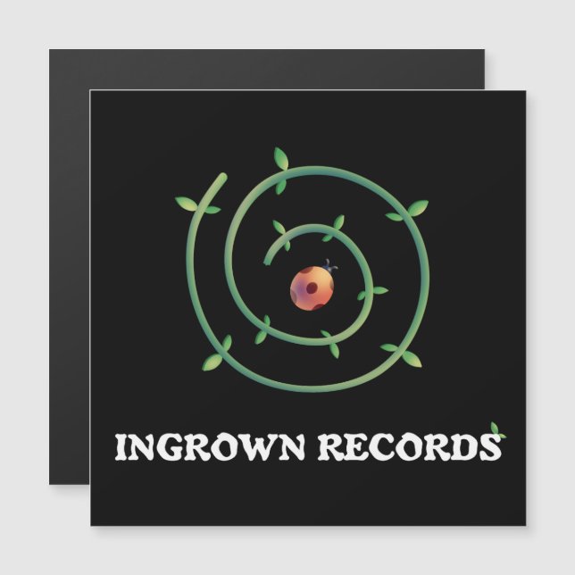 Ingrown Records Ladybug Spiral Magnet Carte Noir (Devant / Derrière)