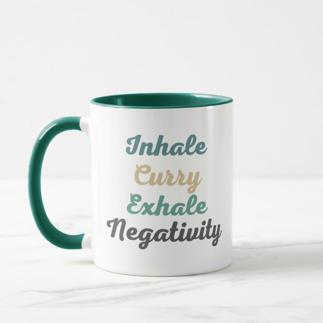 Inhale Curry Exhale Négativité Mugs et tasses (Gauche)