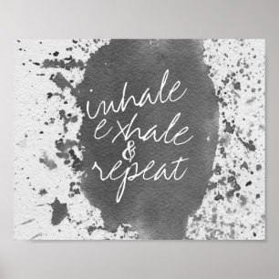 inhale exhale poster text on watercolor art