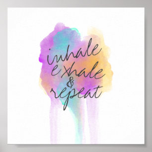 inhale exhale poster texte sur l'aquarelle