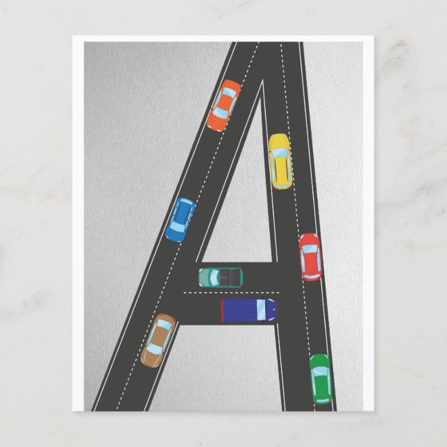 initial letter A in the shape of a road (Devant)