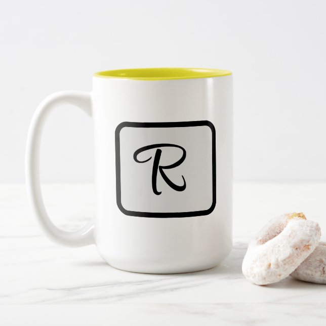 Initial Letter Monogram Logo Yellow coffee mug (Avec donut)