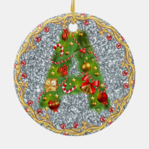 initial Un monogrammé ornement de Noël argent