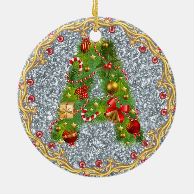 initial Un monogrammé ornement de Noël argent (Dos)