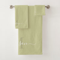 Initiale et nom personnalisable Vert olive brut