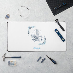 Initiale "G" Monogramme bleu Calme Floral
