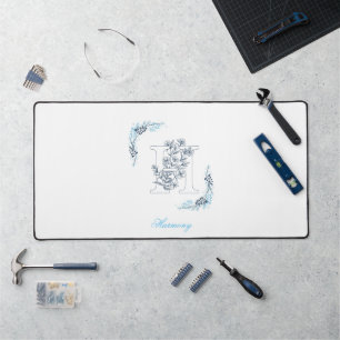 Initiale "H" Monogramme bleu Calme Floral