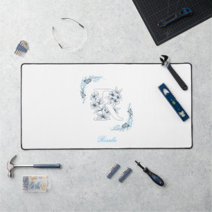 Initiale "R" Monogramme bleu Calme Floral