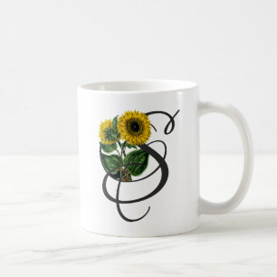 Initiale S, Tasse De Café De Tournesol Vintage