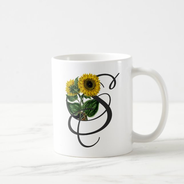 Initiale S, Tasse De Café De Tournesol Vintage (Droite)