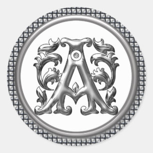 Initiale un Sticker rond en argent
