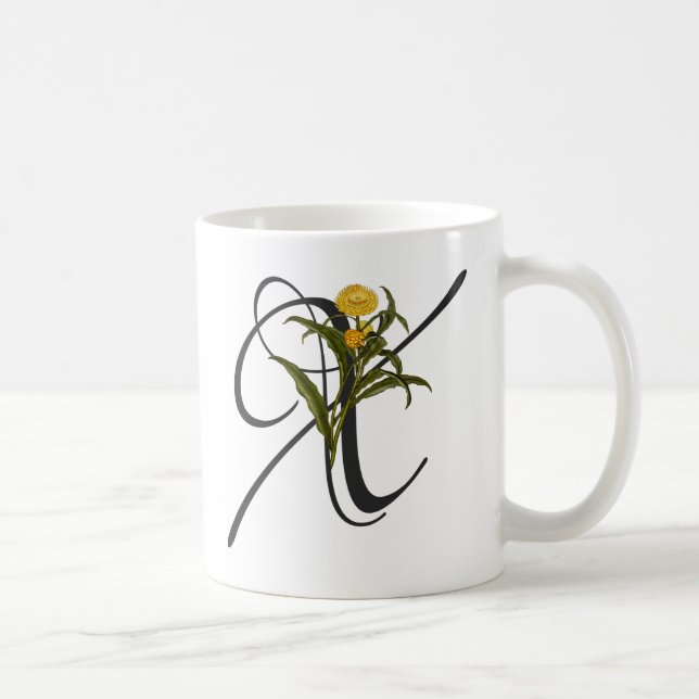 Initiale X, Xerochrysum bractea Mug café (Droite)