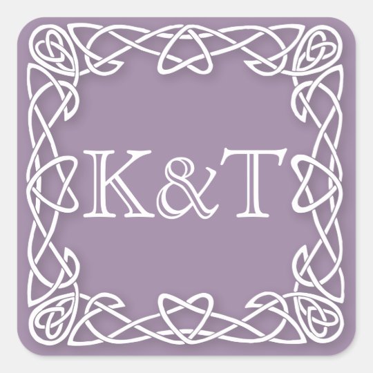 Initiales celtiques de noeud - lilas sticker carré