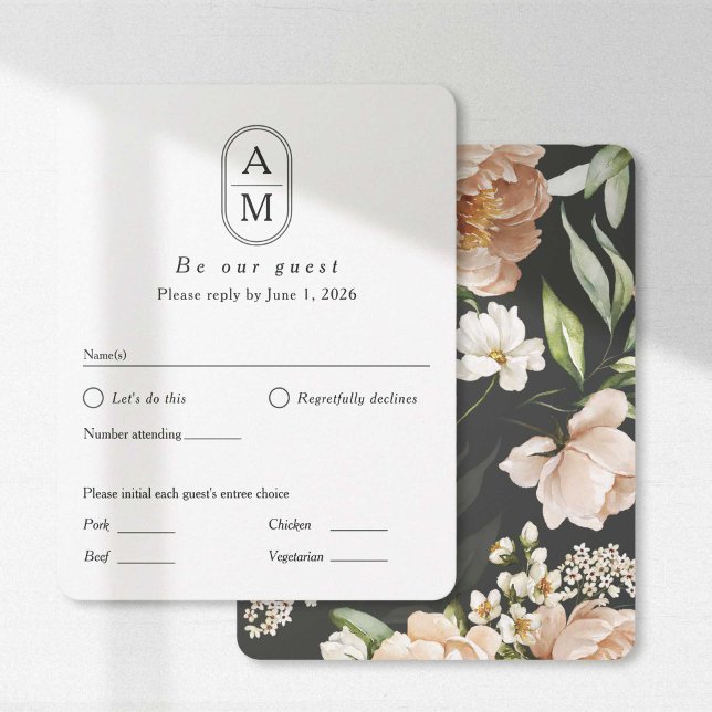 Initiales d'arc modernes, RSVP avec options de rep (Créateur téléchargé)