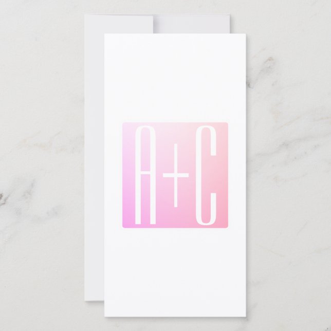 Initiales de couple | Gradation rose subtile (Devant)