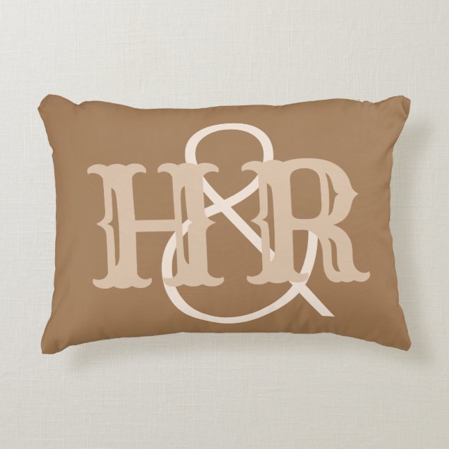 Initiales de Couple Heureux sur un Coussin de Déco (Devant)