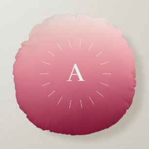 Initiales en dégradé rose Coussin rond