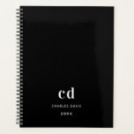 Initiales en monogramme noir blanc 2025<br><div class="desc">Arrière - plan noir,  texte blanc. Personnalisez et ajoutez vos initiales monographiques,  nom et année.</div>