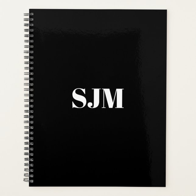 Initiales minimalistes modernes en monogramme noir (Devant)