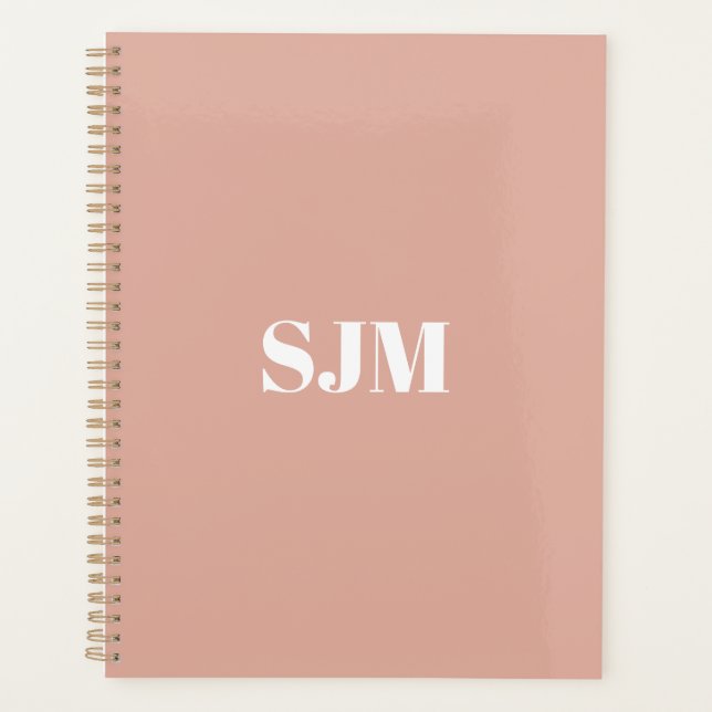 Initiales minimalistes modernes en monogramme rose (Devant)