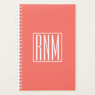 Initiales Monogramme Blanc Sur Corail