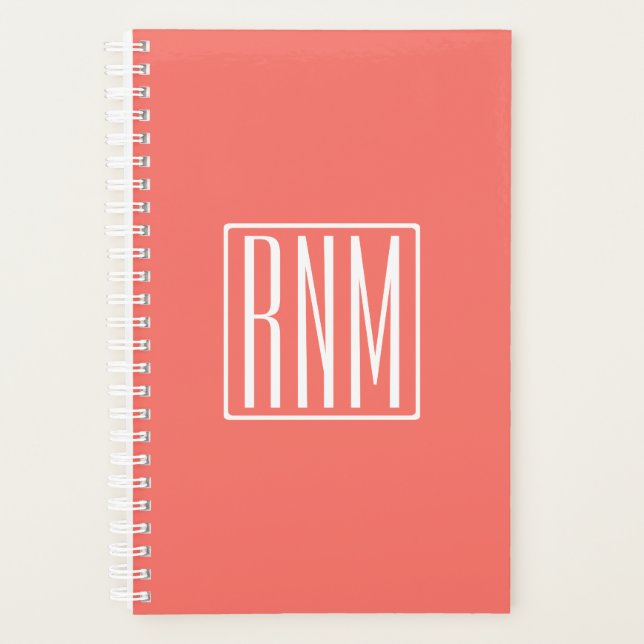 Initiales Monogramme | Blanc Sur Corail (Devant)