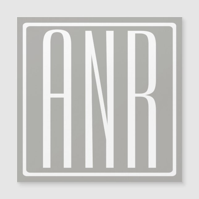 Initiales Monogramme | Blanc Sur Gris Clair (Devant)