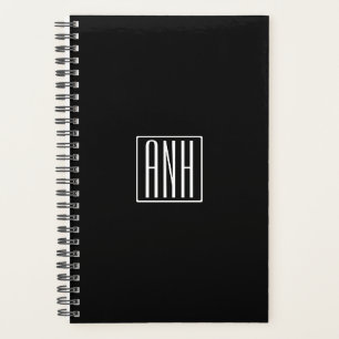Initiales Monogramme Blanc Sur Noir