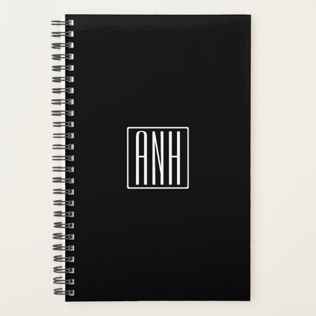 Initiales Monogramme | Blanc Sur Noir (Devant)