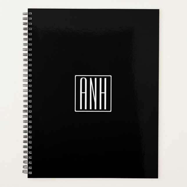 Initiales Monogramme | Blanc Sur Noir (Devant)