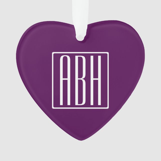 Initiales Monogramme | Blanc Sur Violet Foncé (devant)