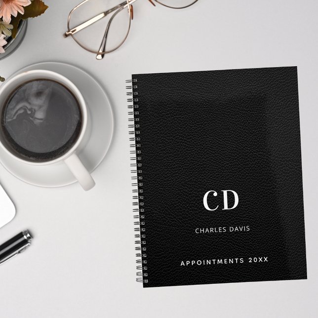 Initiales monogramme en cuir noir 2027 (Créateur téléchargé)