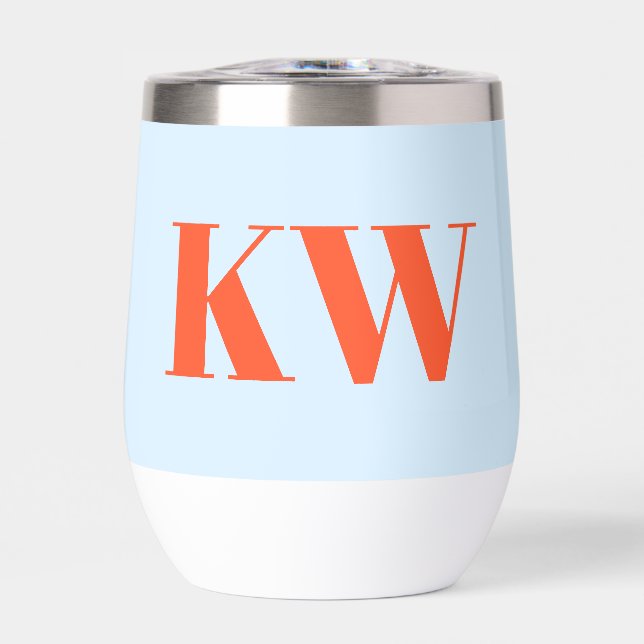 Initiales Monogramme Moderne Bleu Orange Personnal (Avant)