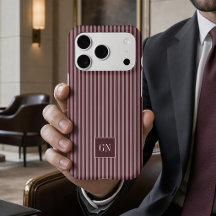 Initiales monogramme modernes rayées bordeaux